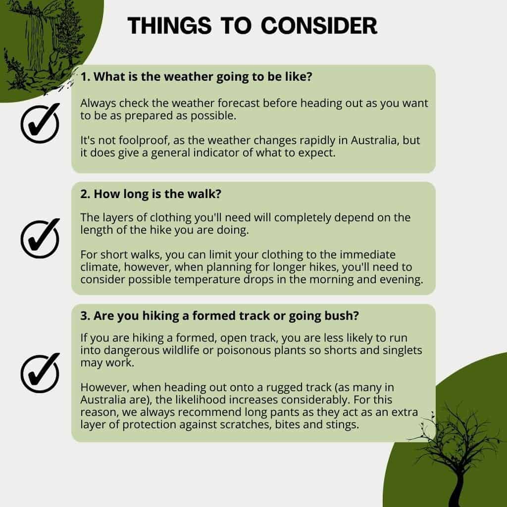 Things to consider when deciding what to wear hiking in Australia